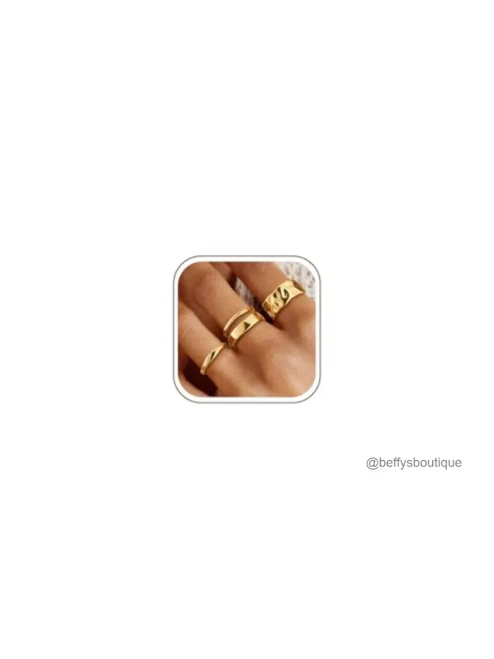 4-Piece Non Tarnish Gold Plated Chunky Stacking Ring Set for Women